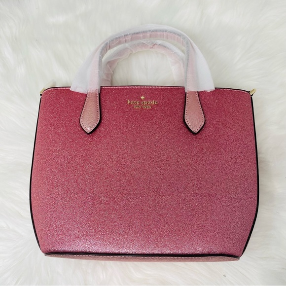 BRAND NEW WITH TAG NWT KATE SPADE GLIMMER SMALL SATCHEL IN MITTEN PINK GLITTER - Picture 7 of 8